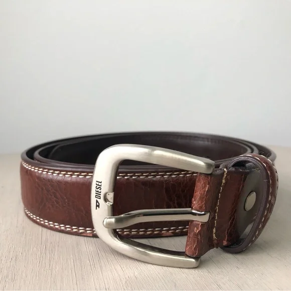 Diesel | Accessories | Diesel Leather Belt Brown Coated Size 
